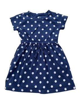 Primary Size 4-5 Navy with White Polka Dots Pocket Dress